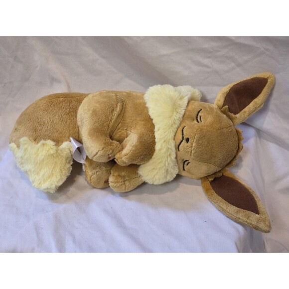 Pokemon Plush Sleeping Eevee Fluffy Stuffed Pokemon Center Japan Character Toy - Picture 1 of 12